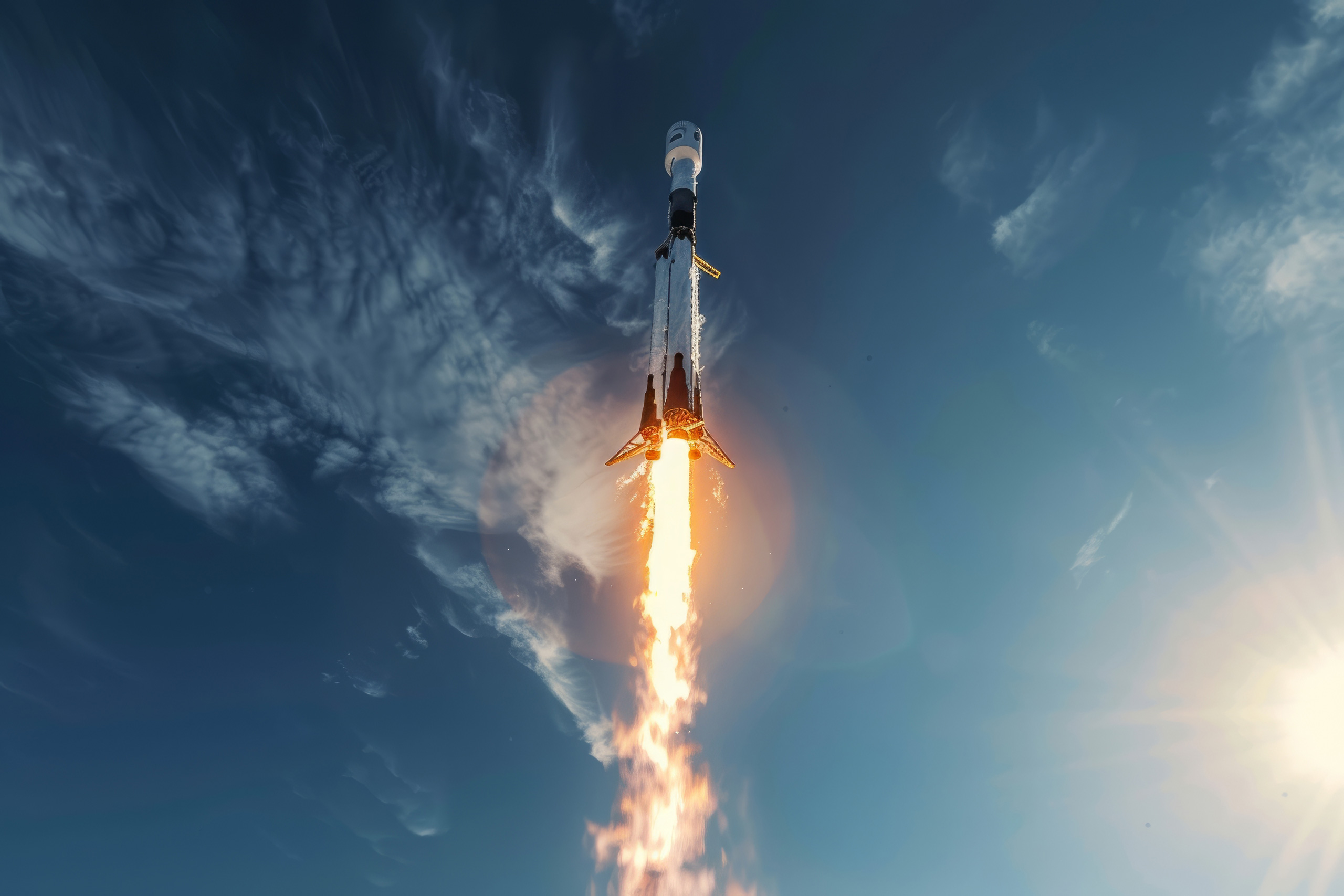 Rocket ascending with exhaust plume